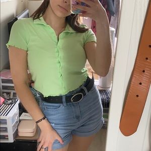 H&M Collared Green Cropped Top